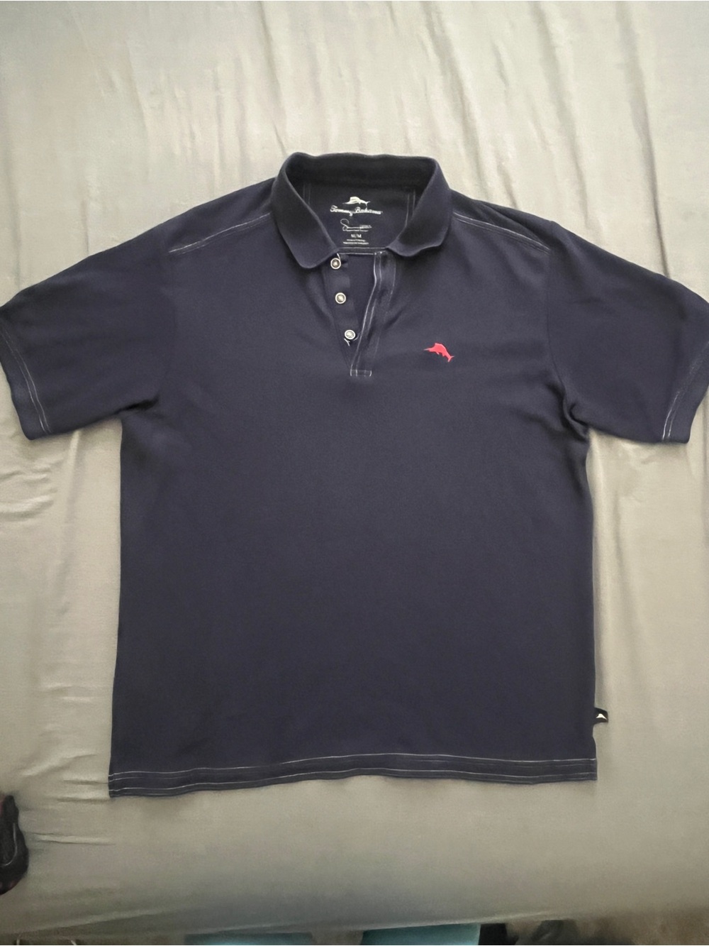 Tommy Bahama Men’s Dark Blue Island Zone Polo with Red Swordfish Embroidery Logo